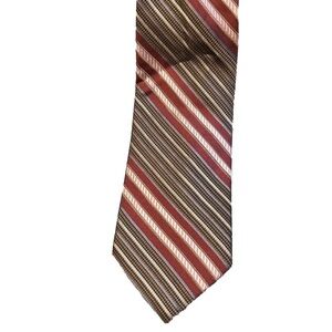 Classic Striped Silk Tie - Brown and Red